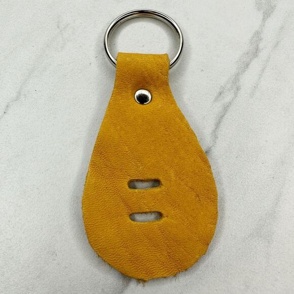 Soft Yellow Leather Keychain Keyring - Picture 1 of 8
